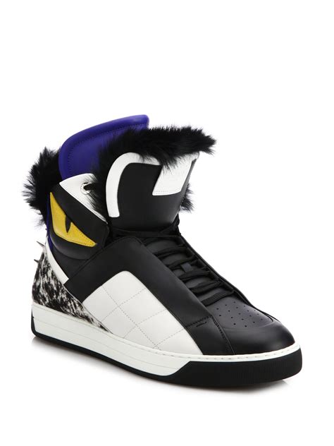 black fendi sneakers|fendi shearling trimmed sneakers.